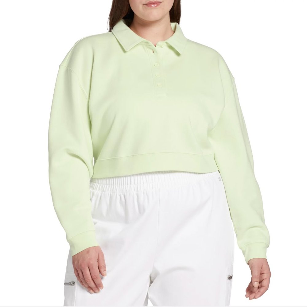 XL - DSG - Crop Fleece Henley Sweatshirt Light Green Neon NEW $40 msrp - Picture 4 of 4